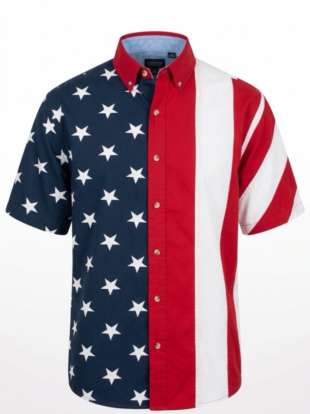 Cotton Traders Sport XL American Flag Shirt – Stars & Stripes Button Front